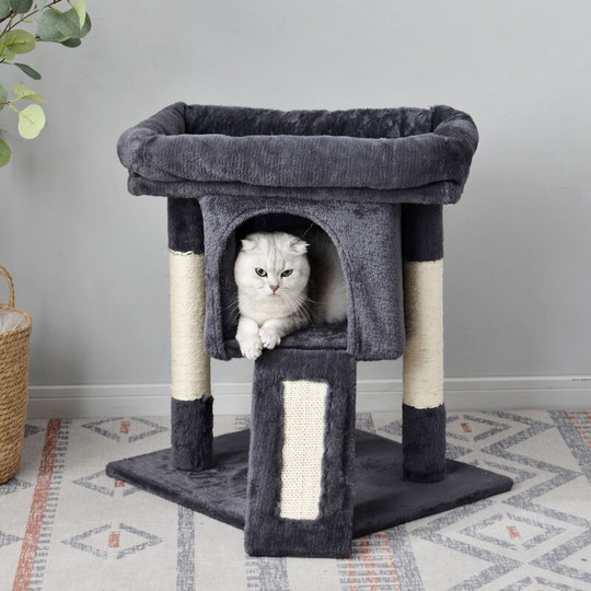 Cat tree climbing tree scratching post for cats height 61 cm Dark gray Cat tree with scratching post, cat tree design, scratching tree with caves