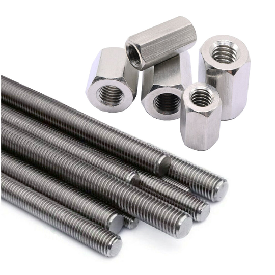 (5, M6) Fully Threaded Steel Screwed Rods 300mm with Connector Nuts Menu Options