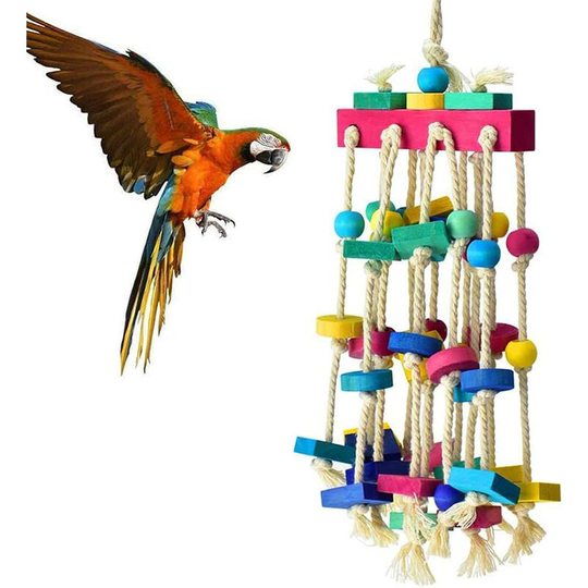 Wooden Bird Toys, Parrot Toys, Bird Chew Toy, Parrot Cage Bite Toy, Bird Toy Colorful Building Blocks for Parrots, Birds, Play
