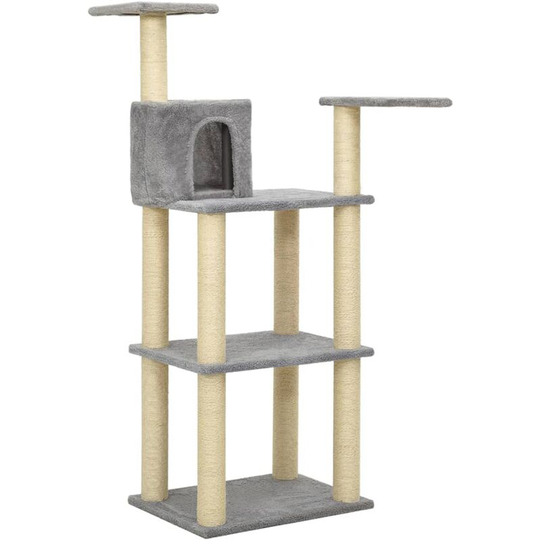Cat Tree with Sisal Scratching Posts Light Grey 119 cm Vidaxl Grey