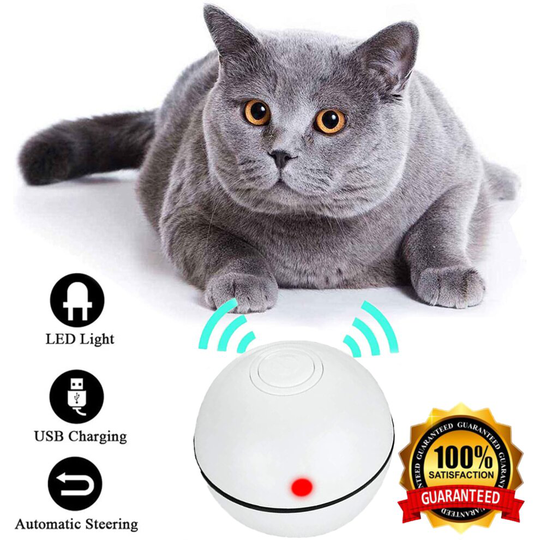 Interactive Cat Toys Ball LED Light 360° Self Rotating Ball USB Rechargeable Cat Ball Toy Stimulate Hunting Instinct Kitten Chaser Roller Pet Toy