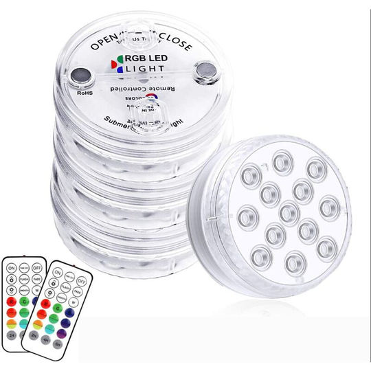 Denuotop - Water Feature Lights 4 pcs Submersible led Lights, 13 led Underwater led Extra Large Lights IP68 Waterproof 50M/164FT Deep, Long Battery