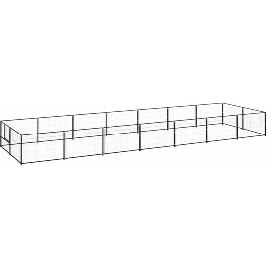 Dog Kennel Black 14 m² Steel Vidaxl Black