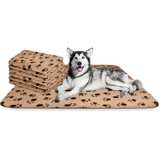 6x Soft Plush Blankets Mats for Dogs, Cats, Rabbits and Other Pets Washable Beige160*100cm - Rhafayre