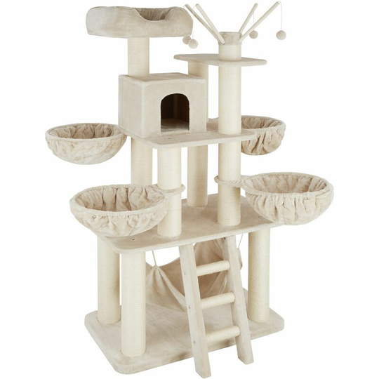 Cat tree scratching post Gismo - cat scratching post, cat house, cat tower - beige/white - beige/white