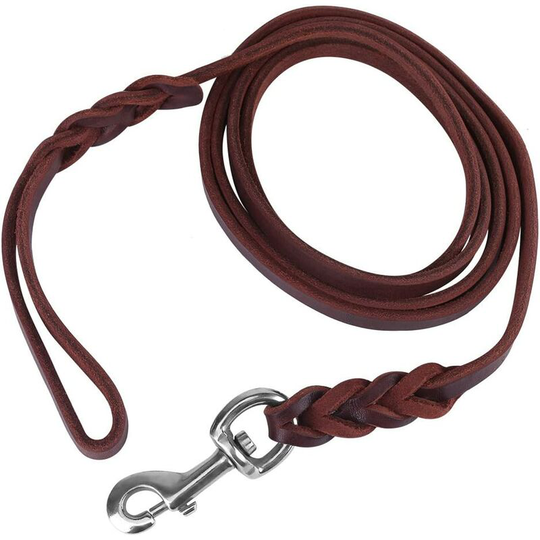 Brown Leather Dog Leash 7/6/5 Feet Belt Rope Leather Pet Running Walking (1.6M)