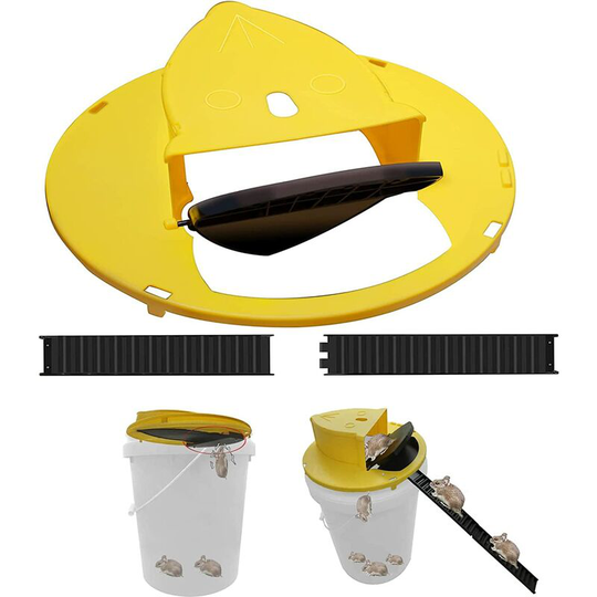 Modou - Professional Rat Trap, Reusable Rat Traps Easy Mouse Traps Bucket Lid Mouse Trap Flip n Slide Self Catering Design Balance Mouse Trap (Yellow)