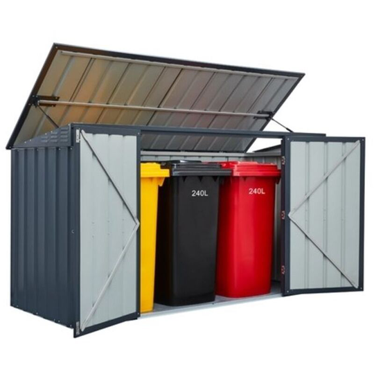 7 x 3 Triple Bin Store Anthracite Grey (2.33m x 0.95m)