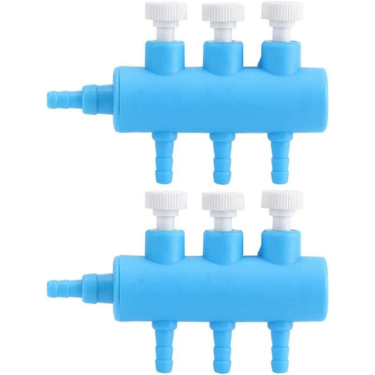 Aquarium Air Pump Diverter Valve, Aquarium Plastic Fish Tank Oxygen Pump Adapter(3 Way 2PCS)