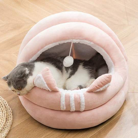 Cat House Design Cat Ears Cat House with Pommel Cat Hole Velvet Cat Basket Litter Mat for Cats and Small Dogs Rose s