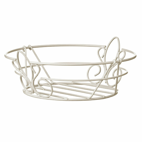 De Lis Metal Fruit Round Storage Bowl Basket Stand Holder Cream