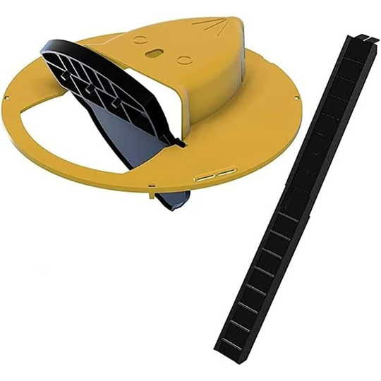Flip n Sliding Bucket Lid Mouse Trap, Sliding Bucket Lid Rat Trap, Auto Reset Mouse Trap for Indoor Outdoor (Yellow)