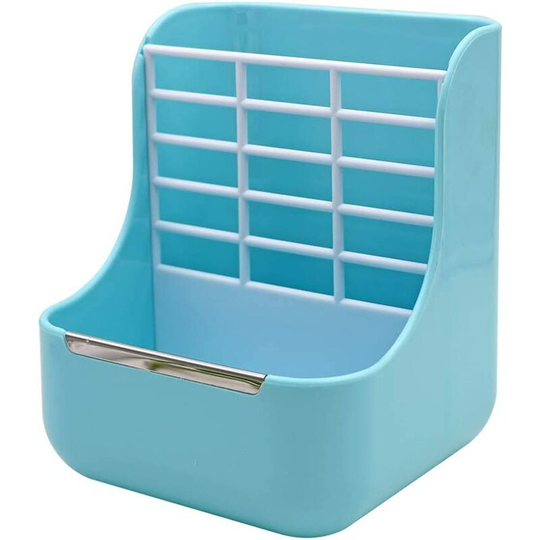 2 in 1 Feeder and Grass Frame for Rabbits Chinchillas Large Guinea Pigs Bite-Resistant Small Animals with Fixed Kit (Blue)