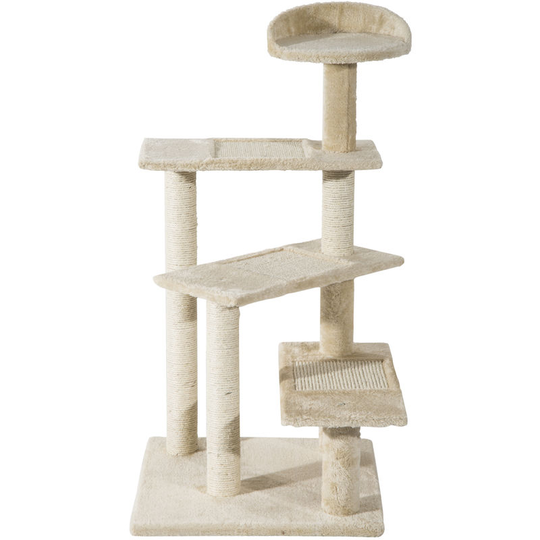 Cat Tree Scratcher Climbing Post Kitten Pets Scratching Furniture Tower - Beige - Pawhut
