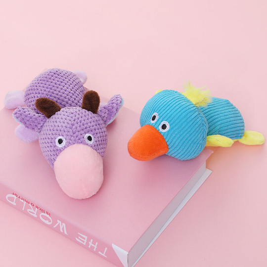 2 pcs Pet supplies Corn down imitation duck, cattle, molars, teeth cleaning, dog, bite resistant and sounding plush toy 10.5 * 17cm