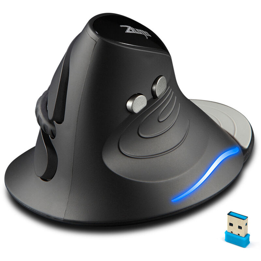 Wireless Mouse, 2.4GHz Ergonomic Vertical Mouse with Nano-Receiver, Detachable Wrist Rest, Adjustable dpi, for Desktop, pc, Laptop