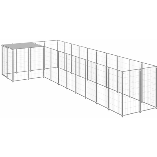 Dog Kennel Silver 7.26 m² Steel Vidaxl Silver