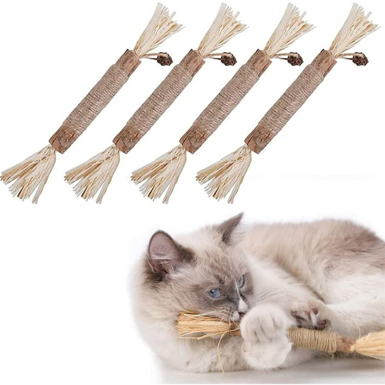 4 Pieces Cat Toy Stick,Cat Molar Stick Interactive Stick,Cat Chew Sticks,Cat Grass Stick,Catnip Sticks,Cat Tooth Stick,Natural Funny Cat