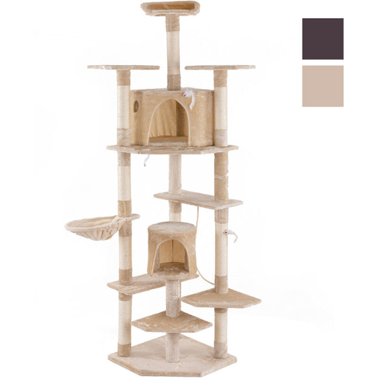 Cat Tree, 80' Solid Cute Plush Cat Tower with Condo & Hammock & Sisal Scratching Posts(Beige)