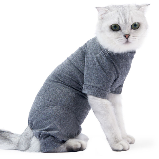Pet Recovery Suit Four Legs Abdominal Wound Jacket for Cats, Grey&Small - Grey&Small