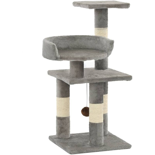 Cat Tree with Sisal Scratching Posts 65 cm Grey - Grey