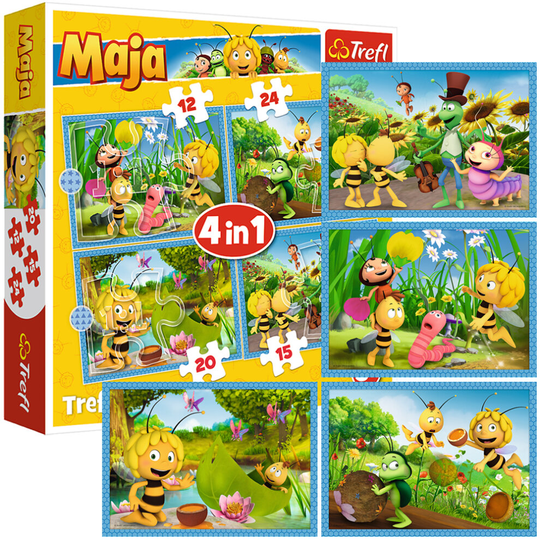Trefl Maya The Bee 4in1 Cartoon Jigsaw Puzzle 12+15+20+24 Pc