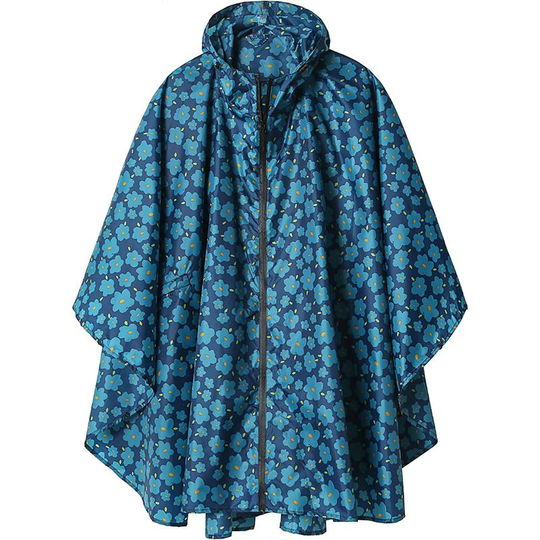 Kartokner - Rain Poncho Jacket Coat Hooded for Adults with Pockets, xl (Dark Blue Floral)