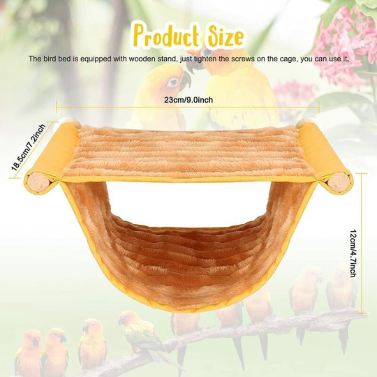 Yellow Winter Warm Bird Nest Hanging Bed Hammock Cuddle Hut Parrot House Tent Toy Birdcage Perch for Parakeet Budgies