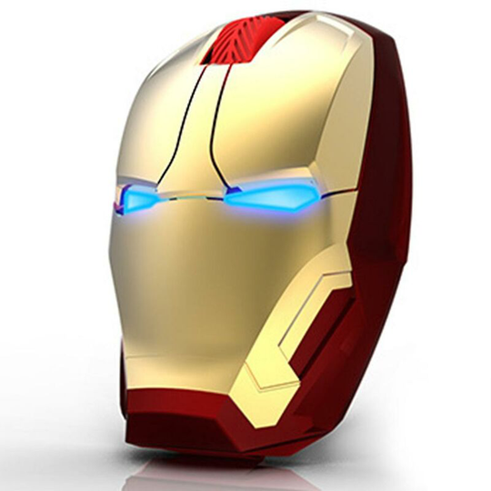 FlkwoH Souris de jeu 2.4g souris optique sans fil ergonomique créative Portable Mobile Cool Iron Man souris de jeu d'ordinateur
