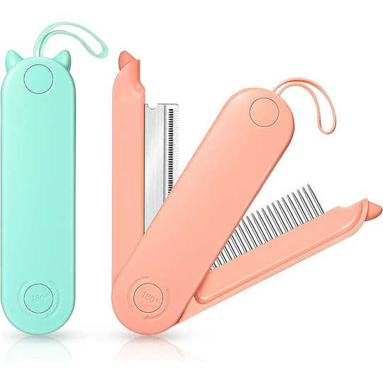 Cat Brush for Grooming 2 Pieces Brush Comb for Cat Dog Pet Hair Brushes Tooth Comb Kitten Pets Portable Massage and Deshedding Grooming Tool