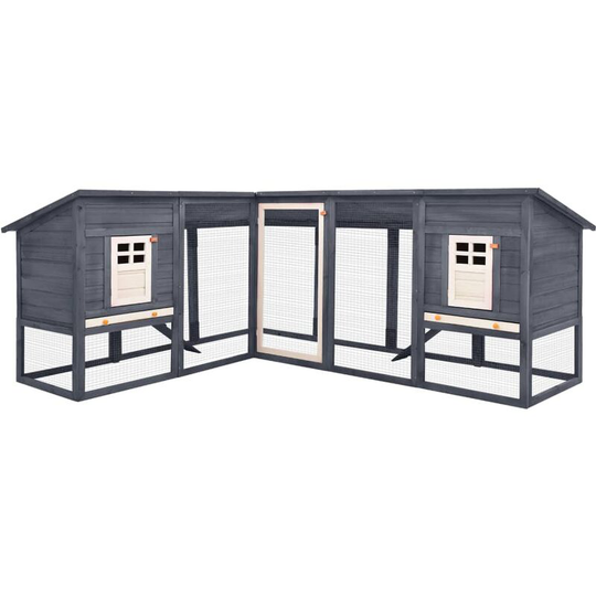 Vidaxl - Outdoor Rabbit Hutch with Run Grey and White Solid Fir Wood Grey