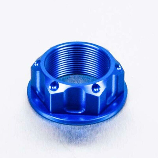 Pro Bolt Blue Aluminum Top Yoke Nut Open Flanged M22 x 1.5mm (1 Pack)