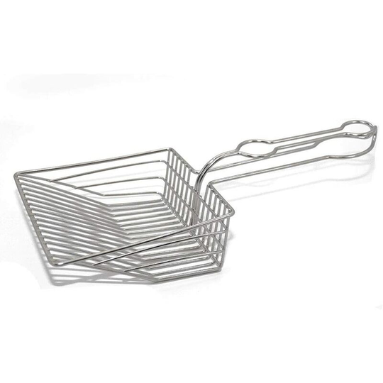 Silver metal cat litter scoop