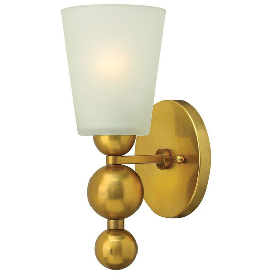 Elstead Zelda - 1 Light Wall Light Vintage Brass Glass Shade, E27
