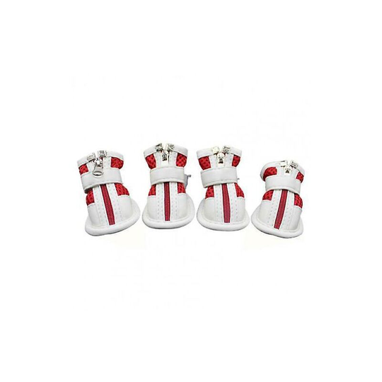 Dog shoes pet puppy teddy mesh zipper sneakers breathable magic tape closure cat dog shoes dog supplies 2021 04Red