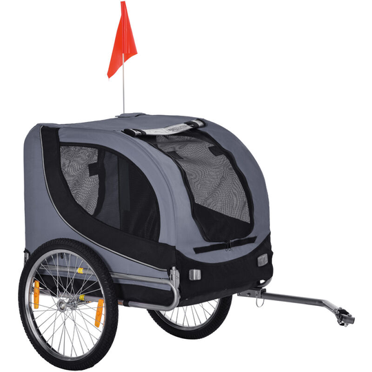 Pawhut - Pet Bicycle Trailer Steel Dog Bike Carrier Water Resistant Travel Grey - Grey & Black
