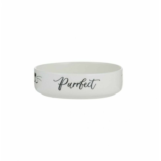 Purrfect Cat Bowl (One Size) (White/Black) - White/Black - Mason Cash