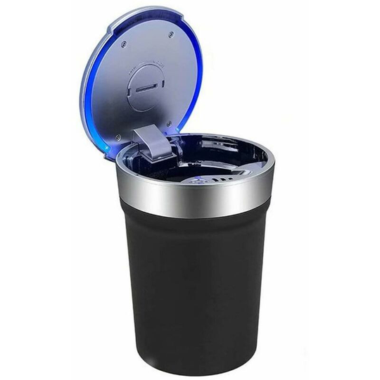 Zinc Alloy led Car Ashtray with Cover and Black led Light Holder Soekavia