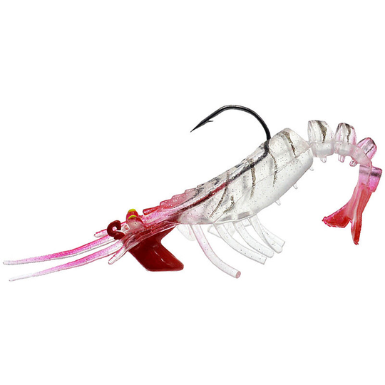 Soft Shrimp Fishing Lure Artificial Soft Shrimp Bait Lure Bait with Hook,model:Clear & Pink - model:Clear & Pink
