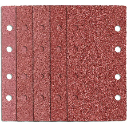 Naxunnn - 25 Pieces Rectangular Sander Sandpaper 185 x 93mm, 8 Holes Delta Sanding Sheets for Sanding, 40 60 80 120 180 Grit Aluminum Oxide for