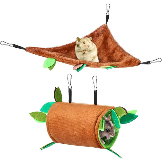 2 small animal hammocks, hamster hammocks, jungle hammocks, hotbeds, cages, bird nest accessories, toy leaf tunnels, squirrel hammocks