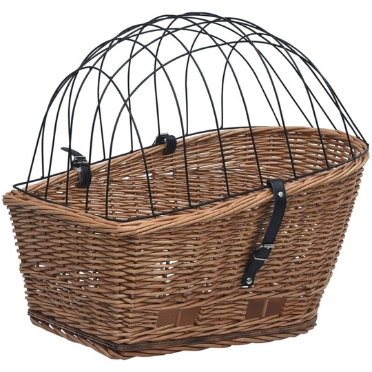 Bike Rear Basket with Cover 55x31x36 cm Natural Willow Vidaxl Brown