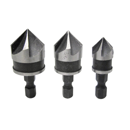 Bluespot 3 Pce 6mm (1/4") Hex Shank Countersink Bit Set - Bits Tools 20310 Blue - countersink 3 bits tools set 20310 blue spot pieces