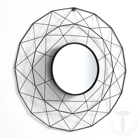 Shuff Round Metal Framed Wall Mounted Accent Mirror in Black