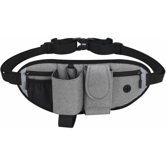 Echoo - Outdoor Sport Running Waist Bag Fanny Pack Dog Treat Bag Pouch with Water Bottle Holder and Phone Pocket for Walking Hiking Training, Grey