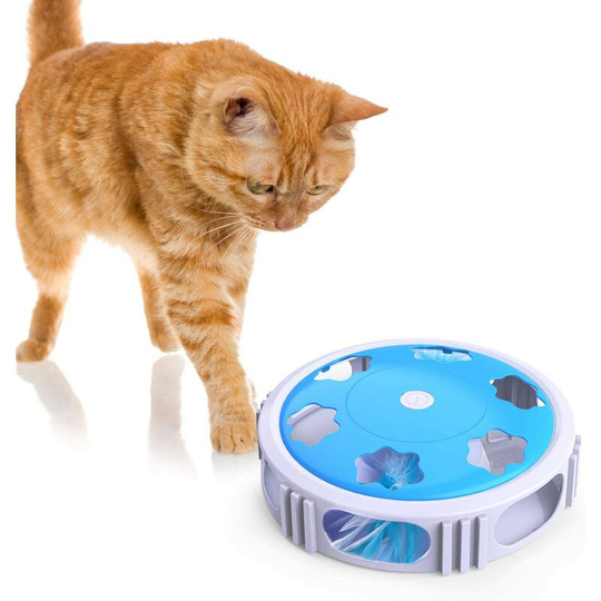 Cat Toy, Ambush Interactive Cat Toy with Electronic Rotating Feather (with Bell, led, Battery Included)