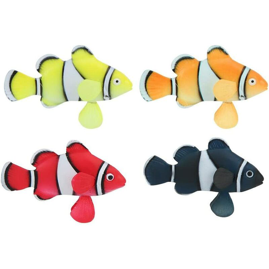 Artificial Aquarium Fish, 4 Pcs Luminous Floating Tropical Fish Silicone Fluorescent Clown Ornament Underwater Landscape Decor - Langray
