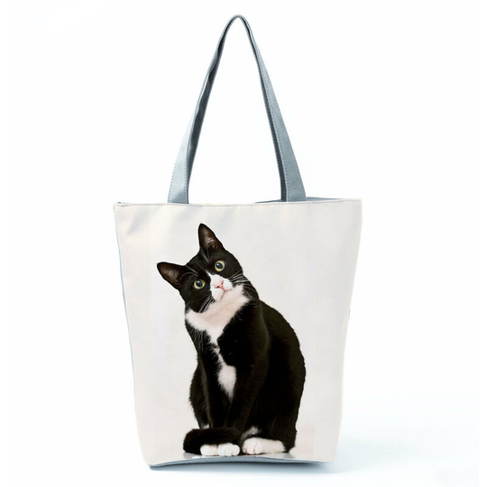 Ilovemilan - Cat print shoulder bag Cartoon pattern tote bag Large capacity all-match travel bag,1pc