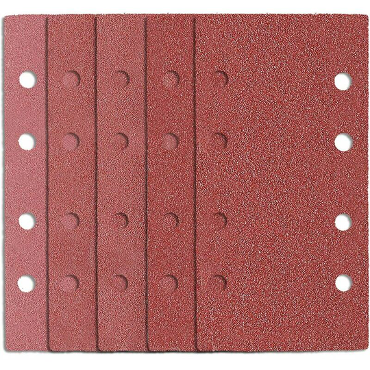 Echoo - 50 Pieces Rectangular Sander Sandpaper 185 x 93mm, 8 Holes Delta Sanding Sheets for Sanding, 40 60 80 120 180 Grit Aluminum Oxide for