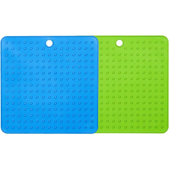 Lick Mat Set of 2 Dog Licking Mats Silicone Slow Feeder Lick Mat with Super Powerful Suction Cup for Dog Training V11A02 (Square)